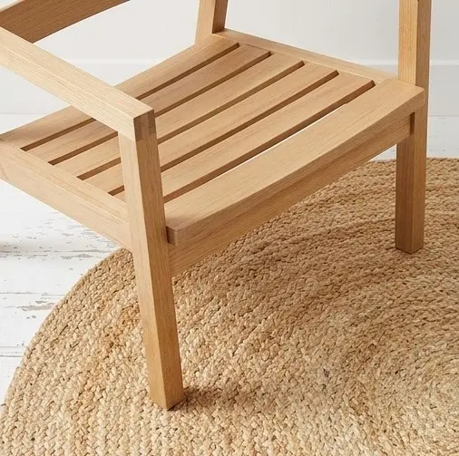 alfombra circular de yute hecha a mano de 150cm de diametro