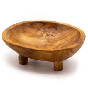 Frutero de madera de teca lisa sobre patas