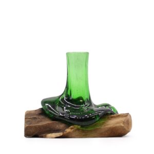 Vidrio Reciclado Fundido en madera -Mini Jarrón de flor
