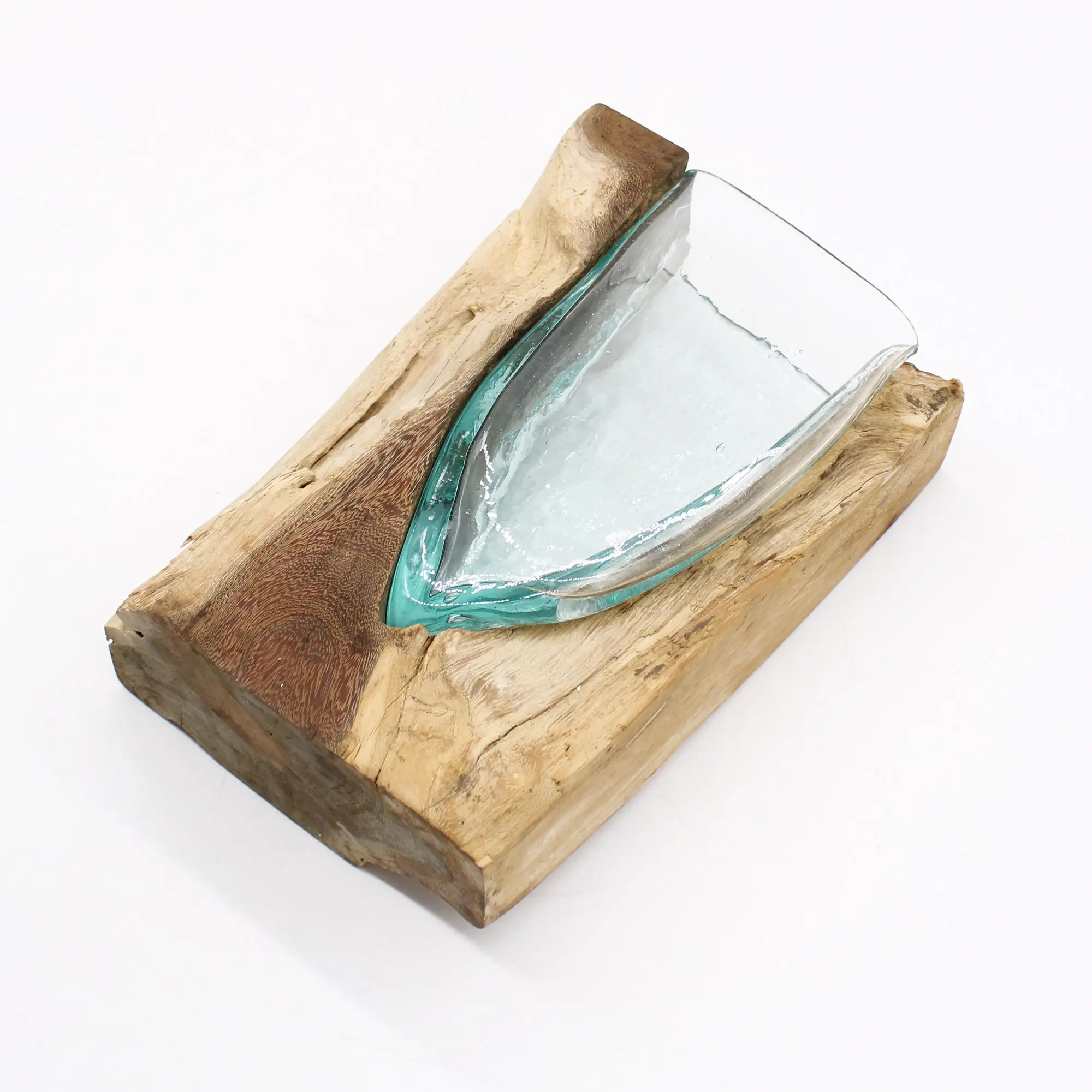Jarron vidrio madera