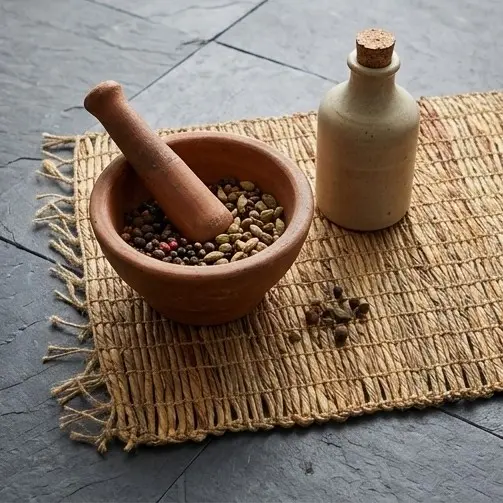 Mantel Individual de Jacinto de Agua Natural - Robusto y con Flecos - Imagen 3